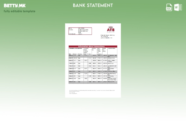 Модерен стил Тунис ATB извод од банкарски ексел шаблон
